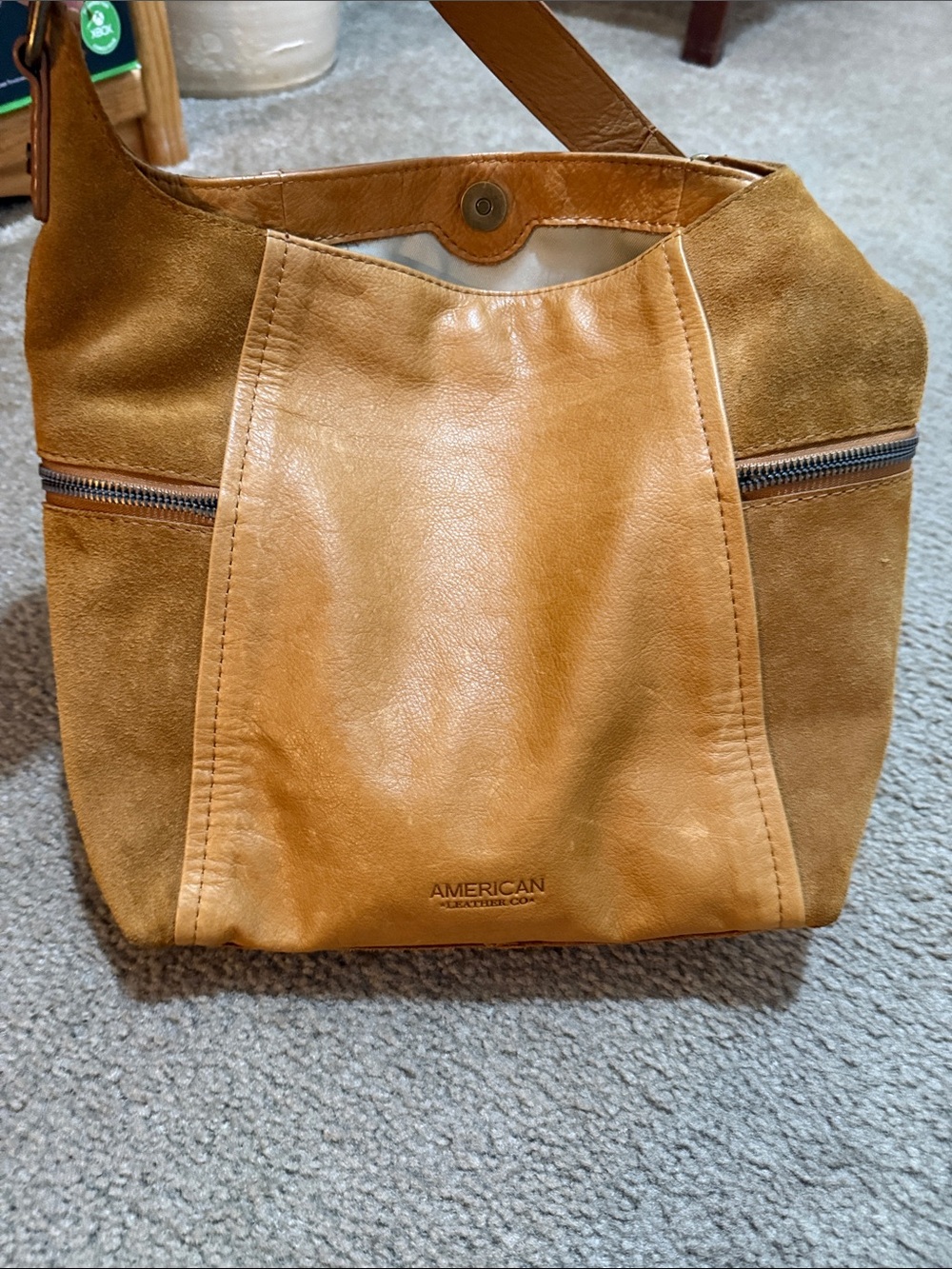 American Leather Co. Tan Suede Shoulder Bag